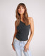 ONE TEASPOON ASYMMETRICAL RIB TANK TOP - WASHED BLACK
