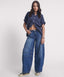 ONE TEASPOON BARREL MID WAIST DENIM JEANS - DEEP PACIFICA