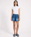 ONE TEASPOON FUNKS HIGH WAIST ELASTICATED FLIPPY DENIM SHORT - BLUE