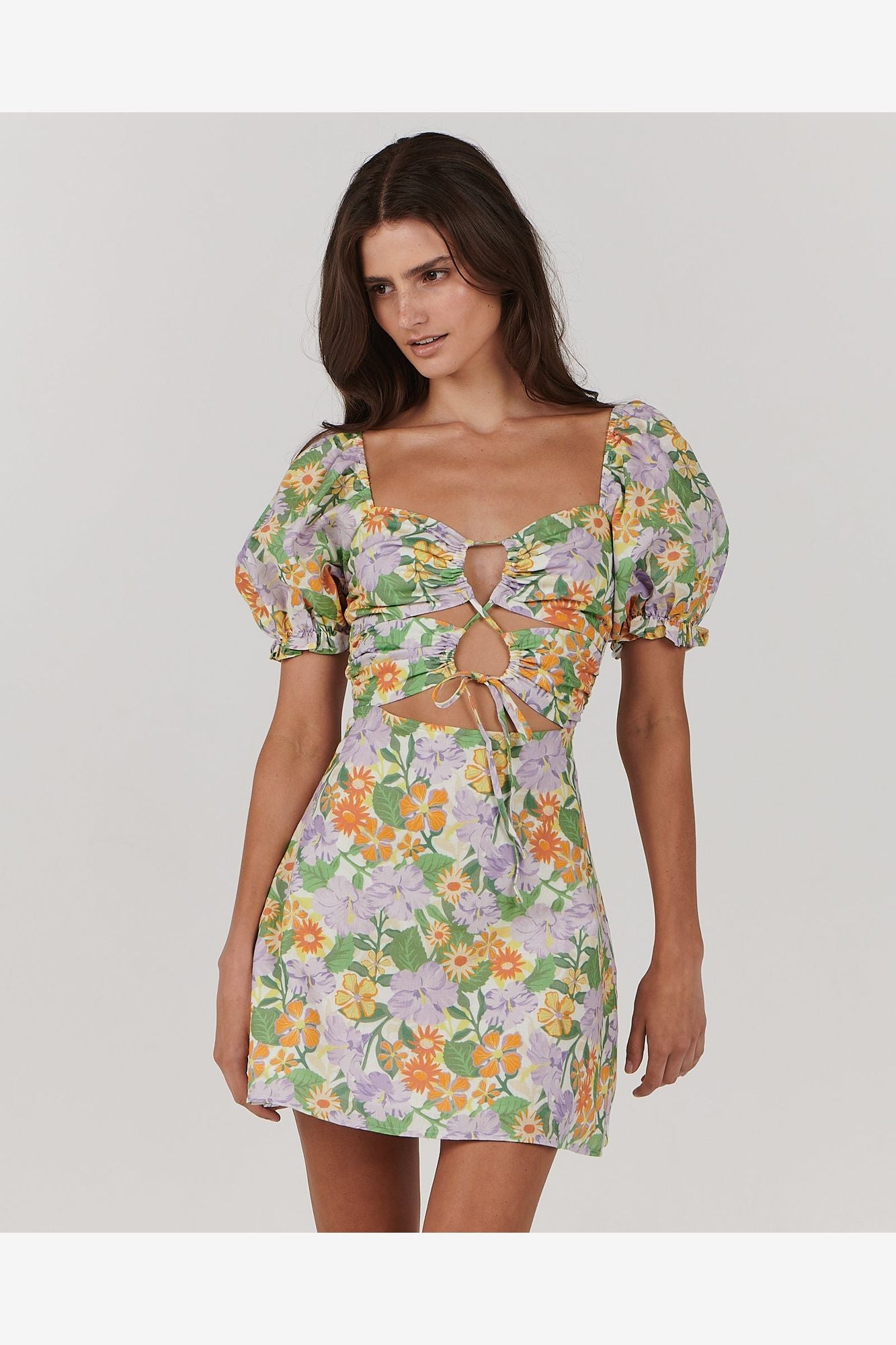 CHARLIE HOLIDAY WILLOW MINI DRESS SPRINGTIME FLORAL Mount Surf Shop