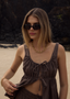 AFENDS CYRUS TIE TOP - COFFEE STRIPE