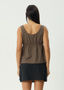 AFENDS CYRUS TIE TOP - COFFEE STRIPE