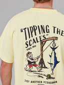 JUST ANOTHER FISHERMAN TIPPING THE SCALES SEA TEE - DAWN YELLOW