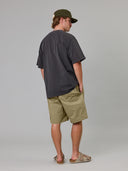 JUST ANOTHER FISHERMAN SCRIPT HEAVY SHORE TEE - AGED BLACK