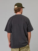 JUST ANOTHER FISHERMAN SCRIPT HEAVY SHORE TEE - AGED BLACK