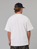 JUST ANOTHER FISHERMAN SCRIPT HEAVY SHORE TEE - WHITE