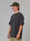 JUST ANOTHER FISHERMAN SCRIPT HEAVY SHORE TEE - AGED BLACK