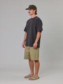 JUST ANOTHER FISHERMAN SCRIPT HEAVY SHORE TEE - AGED BLACK