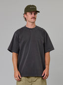 JUST ANOTHER FISHERMAN SCRIPT HEAVY SHORE TEE - AGED BLACK