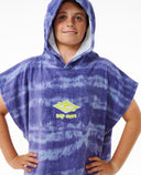 RIP CURL BOYS MIXED HOODED TOWEL - OCEAN BLUE TIE DYE