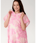 RIP CURL MIXED HOODED TOWEL - GIRL - NATURAL/PINK