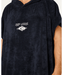 RIP CURL CLASSIC SURF HOODED TOWEL - BLACK/OFF WHITE