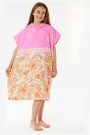 RIP CURL GIRLS MIXED HOODED TOWEL - PEACH