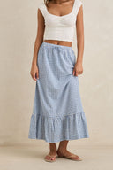 RHYTHM LOLA CHECK TIERED MAXI SKIRT - BLUE