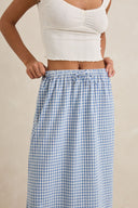 RHYTHM LOLA CHECK TIERED MAXI SKIRT - BLUE