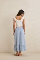 RHYTHM LOLA CHECK TIERED MAXI SKIRT - BLUE