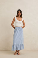 RHYTHM LOLA CHECK TIERED MAXI SKIRT - BLUE