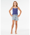 RIP CURL GIRLS TABBY DENIM SHORT- VINTAGE BLUE