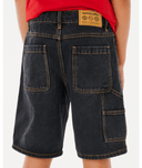 RIP CURL BOYS HYPED UP DENIM WALKSHORT - WASHED BLACK
