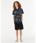 RIP CURL BOYS TROPIC DAZE FLORAL SHIRT - WASHED BLACK