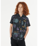 RIP CURL BOYS TROPIC DAZE FLORAL SHIRT - WASHED BLACK