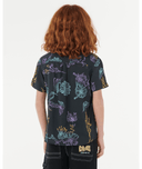 RIP CURL BOYS TROPIC DAZE FLORAL SHIRT - WASHED BLACK