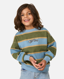 RIP CURL BOY THE WAVE STRIPE CREW- FADED DENIM