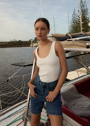 AFENDS EMILIE DENIM WORKWEAR SHORT - AUTHENTIC BLUE