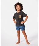 RIP CURL GROM ENERGY LOGO TEE - WASHED BLACK