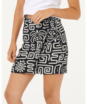 SUNSET LUAU WRAP SKIRT - BLACK/OFF WHITE