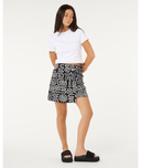 SUNSET LUAU WRAP SKIRT - BLACK/OFF WHITE