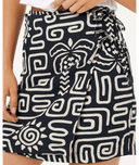 SUNSET LUAU WRAP SKIRT - BLACK/OFF WHITE