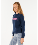 RIP CURL GIRLS NEON ISLES HIBISCUS CREW - DARK NAVY