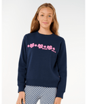 RIP CURL GIRLS NEON ISLES HIBISCUS CREW - DARK NAVY