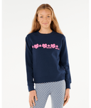 RIP CURL GIRLS NEON ISLES HIBISCUS CREW - DARK NAVY