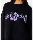 CALA NIGHTS HIBISCUS KNIT CREW - BLACK