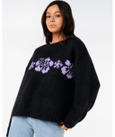 CALA NIGHTS HIBISCUS KNIT CREW - BLACK