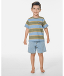 BOY RIDE THE WAVE STRIPE TEE - FADED DENIM