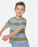 BOY RIDE THE WAVE STRIPE TEE - FADED DENIM