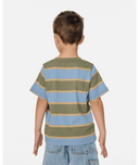 BOY RIDE THE WAVE STRIPE TEE - FADED DENIM