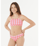 RIP CURL GIRLS SUNSET CHECK RIB BIKINI - PINK