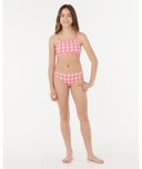 RIP CURL GIRLS SUNSET CHECK RIB BIKINI - PINK