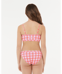 RIP CURL GIRLS SUNSET CHECK RIB BIKINI - PINK