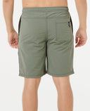 Green shorts with a pocket on a white background