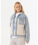 RIP CURL CRUISIN SHERPA DENIM JACKET- WASHED BLUE