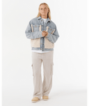 RIP CURL CRUISIN SHERPA DENIM JACKET- WASHED BLUE