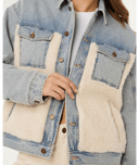 RIP CURL CRUISIN SHERPA DENIM JACKET- WASHED BLUE