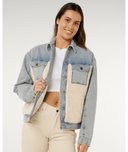 RIP CURL CRUISIN SHERPA DENIM JACKET- WASHED BLUE