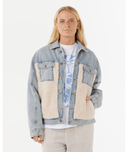 RIP CURL CRUISIN SHERPA DENIM JACKET- WASHED BLUE