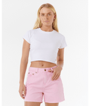 RIP CURL TABBY DENIM SHORT - PINK